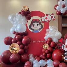 96件套勃艮第金粉气球拱门套装，优雅奢华的色彩组合，完美适用于情人节、婚礼、周年纪念日、生日、求婚和派对装饰，是DIY背景、气球花环或活动拱门搭建的理想之选。 - 酒紅色 - 查看 8