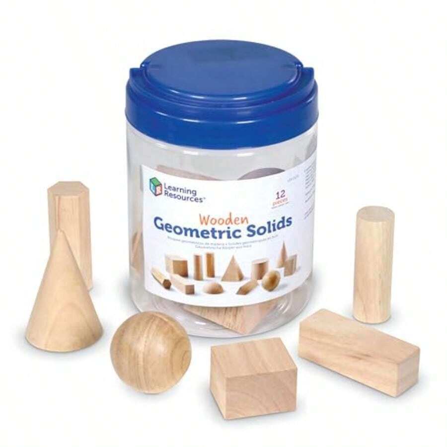 Learning Resources Geometric Solids Figuras Geometricas de Madera Geometria para Niños 12 Piezas Edades 6+ - como en la foto - Ver 1