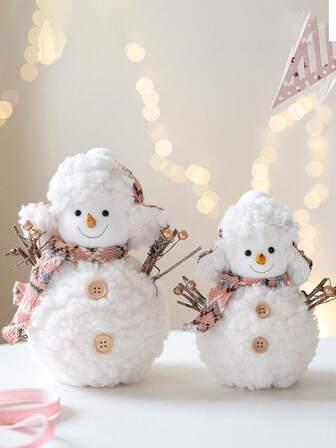 1件新款针织可爱粉色雪人/小鹿圣诞装饰品，适用于窗户、家居、客厅、酒吧、咖啡馆、圣诞餐桌装饰和返校礼物