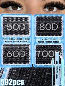 640/592/576 قطعة من عناقيد الرموش الفردية، طراز D Curl بطول 10-16 ملم مختلط، سعة كبيرة 10D-100D DIY عناقيد رموش، مظهر طبيعي وناعم جدًا وخفيف جدًا، رموش مستعارة قابلة لإعادة الاستخدام، مناسبة للمبتدئين، مناسبة للسفر والمكياج اليومي والحفلات والمناسبات، مناسبة جدًا كهدية عيد الميلاد لأم أو صديقة - الأزرق - مشاهدة 3