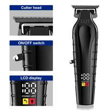 LQT Professional Men's Cordless Beard Trimmer, Temples Trimmer, With Three Limit Combs, Precise Trimming, T-Shaped Shaving Device, USB Charging - With LED Display, Daily Home Beard And Styling Trimming, Durable Structure, A Holiday Gift For Boyfriend And Husband, Father's Day Gift - Black - View 6