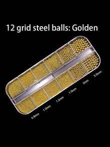 1 علبة من الخرز الدائري الذهبي والفضي متعدد الأحجام، ديكور كرات ثلاثية الأبعاد صغيرة، مستخدمة بشكل شائع من قبل فنيي الأظافر لمواد تطعيم الأظافر DIY، مناسبة لفن الأظافر المنزلي والاحترافي