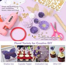 Paper Flowers For Graduation Cap Decoration Kit, Small Roses Flores For Crafts, 3D Flores For Shadow Box Projects,GradientPurple - 漸層紫 - 查看 5