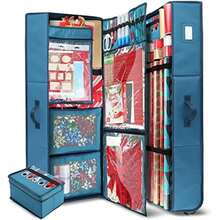 Hearth & Harbor Wrapping Storage Organizer Container - Christmas Wrapping Rolls Storage, Under-Bed Storage Box for Holiday Storage & Accessories - Gift Wrap Storage Organizer Box(Con ruedas rodantes Con ruedas) - Multicolor - Ver 2