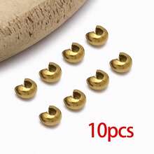 10/20颗不锈钢压接珠盖，用于固定绳结、末端珠、半圆形开口金属压接珠，适用于手链、工艺品和珠宝制作。 - 彩色 - 查看 9