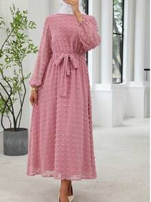 Elegant Fashion Long Chiffon Dress With Bell Sleeves For Women, Perfect For Parties And Arabian Attire