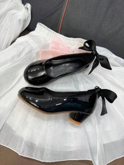 Simple Black Formal Dress Shoes For Girls, High Heels For School, Campus, Daily Wear, Music Performance, Important Occasions