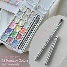 MORDDA New 2025 Dreamy Texture Glitter & Shimmer Gel Puff Set (18 Colors), High-Pigmentation Nail Gel Polish With Sparkling Multifunctional Builder Gel For Fashion Salon Art Designs, Ideal Christmas Gift For Women - 彩色 - 查看 4