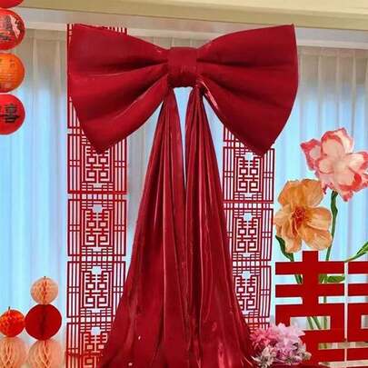 1pc Velvet Extra Large Bow Knot Decoration, Suitable For Wedding Room, Holiday, Store, Mall, Valentine's Day Background