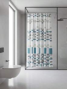 Cortina De Baño Anti-moho Eva| Diseño Geométrico| 180x180 Cm - Multicolor - Ver 3