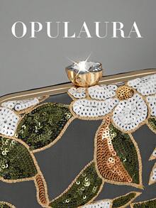 Túi cầm tay OpulAura thêu hoa sequin, túi xách chắp vá sequin thời trang dành cho nữ, túi dự tiệc tối, cắt ngẫu nhiên, phù hợp cho nữ, thích hợp cho tiệc tùng, đám cưới, vũ hội, kỳ nghỉ. Rất phù hợp cho tiệc tùng, đám cưới, vũ hội, buổi tối/tiệc tối, kết hợp với váy dự tiệc ngày lễ, váy dạ hội và váy sequin. - Màu xanh lá cây đậm - Xem 4