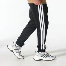 Adidas Men's Tracksuit: M 3S FL FZ HD Knitted Hooded Fleece Sweatshirt + M 3S FL TC PT Knitted Fleece-Lined Jogging Pants (For Jogging, Commuting, And Running). JD1870 + JD1861 - Black/white - View 9