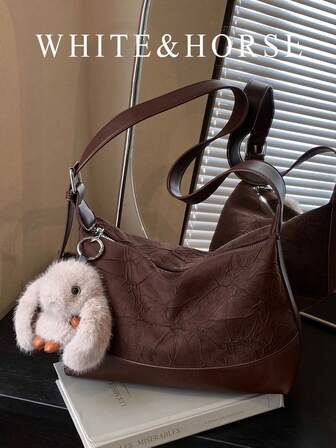 秋冬季麂皮饺子形单肩包，新款女士单肩斜挎包，通勤日常百搭，枕头包