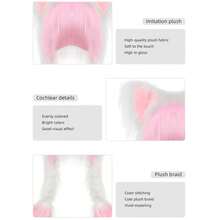 JUNBOON Cute Pl 11ush Cat Hat Fluffy Ear Headwear Winter Warm Earmuffs Head Mask Halloween Cosplay Accessory,Green - màu xanh lá - Xem 4