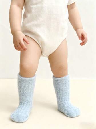 1/6 pares de calcetines de bebé recién nacido de suave felpa de cachemira gruesa con tejido de punto de cable, para otoño/invierno