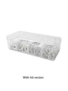 1pc Desktop Cable Management Organizer Box, Compartmentalized Charging Cable, Earphone, Makeup, Stationery, Phone, Toy Storage Box, Detachable Lipstick & Jewelry Box - White - View 9