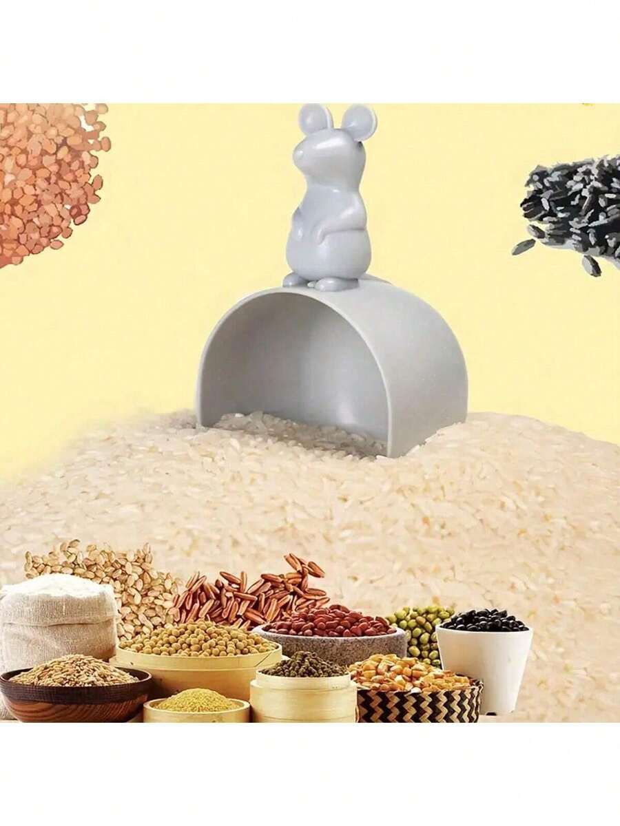 1PC Creative Noodle Spoon Kitchen Gadget, Multifunctional Rice Spoon Cartoon Mouse Rice Shovel Rice Spoon Small Grain Shovel Kitchen Tool Essential Kitchen Gadget Cartoon Plastic Rice Measuring Cup Cute Lucky Mouse Rice Spoon Multifunctional Long Handle Cute Flour Spoon Household Fruit Powder Baking Spoon Digging Rice Rice Flour Measuring Spoon Measuring Cup - Multicolor - View 1