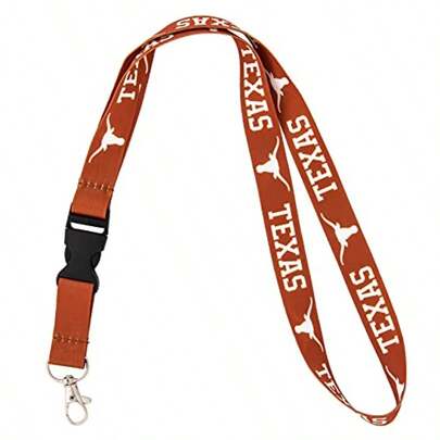 Desert Cactus University Of Texas Lanyard UT Longhorns Car Keys ID Badge Holder Keychain Detachable Breakaway Snap Buckle Orange - Longhorn