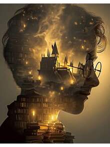 5D Diamond Painting Kit, Fantasy Magical Movie Castle & Magic Wand Book , 5D Round Diamond Painting Full Artificial Rhinestone Mosaic Painting Kit, Painting Supplies For Beginners, Handmade DIY Diamond Painting Gemstone Art Home Wall Decor Gift - White - View 2