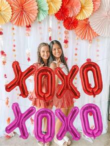 Red XOXO Balloons Pink XOXO Balloons Valentines Day Decorations For For Valentines Day Bridal Shower Wedding Romantic Special Night Party Supplies Decorations - Multicolor - View 6