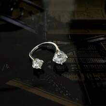 1 chiếc nhẫn có thể điều chỉnh Moissanite 1,5 carat, độ trong suốt VVS1, màu D nhân tạo, Moissanite tròn, nhẫn đính hôn/cưới bạch kim mạ bạc Sterling 925, kim cương nguyên khối dành cho nữ, thích hợp đeo hàng ngày - Bạc - Xem 3