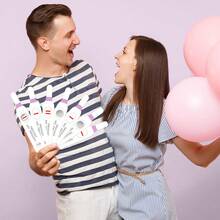 40张粉色刮刮式验孕卡，婴儿派对游戏，女孩主题婴儿派对刮刮乐游戏 - 白色 - 查看 2