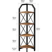 59.4" Corner Shelf 5-Tier Industrial Corner Bookshelf Corner Storage Stand Plant Stand Display Shelf Bookcase For Bedroom Living Room Home Office Rustic Brown And Black TCJ10BF - 鄉村棕色和黑色+4層 - 查看 2