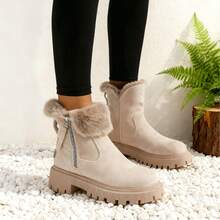 2026 Winter New Style Women's Snow Boots, Anti-Slip Winter Filled Women's Boots - Fashion Mid-Calf Knee-Length Boots - Thick-Topped Women's Ankle Boots, Women's Western Boots - Lightweight And Shock-Absorbing Outdoor Sports Boots - Large Size Women's Leather Boots With Embroidery, Elegant Thick-Topped Shoes - Elegant Women's Shoes - Warm And Insulating Snow Boots, Suitable For Outdoor And Home Winter Women's Boots - Flat Bottom Women's Boots, Perfect Christmas Decorations And Christmas Gifts.EdgyElongate Women's Boots - 杏色 - 查看 2
