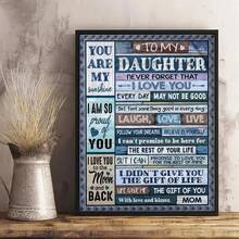 لوحة كانفاس عتيقة، لوحة جدارية زرقاء عتيقة، ملصق "لابنتي"، ملصق "فخري بك شمسي"، لوحة فنية لديكور جدران الحمام وغرفة النوم والمكتب وغرفة المعيشة، بدون إطار 50 * 70 سم / 19.68 * 27.55 بوصة