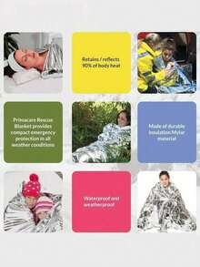 Packaging Emergency Foil Polyester Film Insulation Blanket, 52 Inches Long X 84 Inches Wide, Emergency Polyester Film Insulation Blanket - Space Blanket Survival Kit Camping Blanket, Very Suitable For Outdoor Activities, Hiking, Survival, Escape Kit, Marathon Or First Aid, Silver - Multicolor - View 7