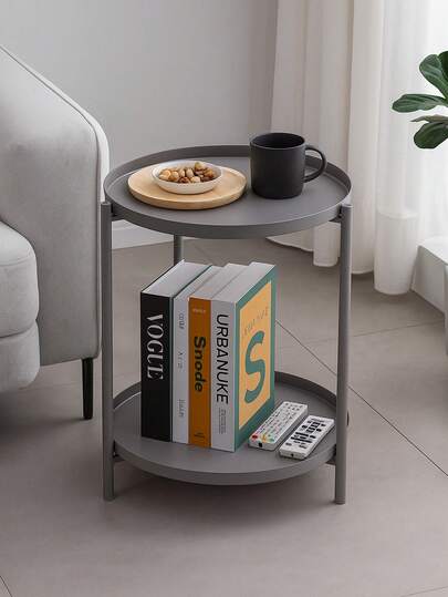 Creative Tea Table, Iron Side Moderne Living Room Balcony Small Round Double Tray Tafel
