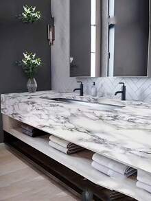 1 Roll Smooth Surface Marble Pattern Self-Adhesive Wallpaper - Waterproof, Heat Resistant, Oil Resistant, Suitable For Kitchen And Bathroom, Easy To Apply Furniture Renovation Sticker - Multicolor - View 11