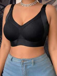 1 قطعة حمالة صدر لاسلكية للمرأة ذات الحجم الكبير - بتغطية جانبية للصدر، رفع الصدر، مناسبة للمواعدة والحفلات والعمل والارتداء اليومي - الأسود - مشاهدة 3