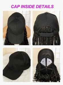 28英寸编织假发，合成棒球帽假发，带盒，波西米亚风编织假发，可调节非洲帽假发，适合女孩