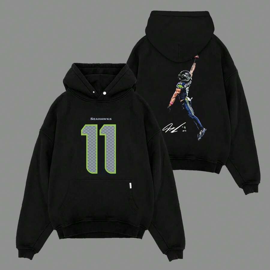 JSN - Jaxon Smith-Njigba 'POSTERIZED' For The 12s Cotton Hoodie Sweatshirt T-Shirt (Made In US), JSN Nation Outfit, Seahawks Game Day Outfits, Gift For Football Fans, Football Graphic Hoodie - 黑色 - 查看 1