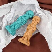 Molde de silicona en forma de calavera apilada para vela aromática, joyería de resina, cuentas y manualidades DIY | Decoración espeluznante para el hogar y regalo de Halloween hecho a mano - Blanco - Ver 7