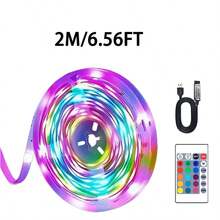 Striscia luminosa a LED con telecomando IR a 24 tasti per il controllo della striscia luminosa RGB, luminosità regolabile, adatta per camera da letto, soggiorno, retroilluminazione TV e specchi domestici, Striscia luminosa a LED RGB, telecomando a 24 tasti, dimmerazione multi-modalità, alimentata tramite USB, per PC, TV, camera da letto, sala da pranzo, soggiorno, gaming, bar, feste - uso interno - Multicolore - Visualizzare 17