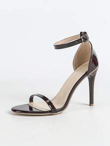 女士时尚高跟鞋 - 金属PU皮革四合一细带平底凉鞋、绑带凉鞋、后包跟凉鞋、后拉链凉鞋、细带环绕凉鞋、金属方头凉鞋、镀金细高跟凉鞋、夏季户外及日常金色高跟凉鞋 - 咖啡棕 - 查看 15