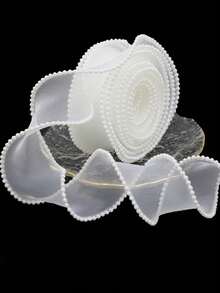 3 件/2 件/1 件珍珠边雪纺花丝带蝴蝶结发夹，生日礼物，DIY 波浪丝带，各种节日派对生日蛋糕装饰，婚礼花环，浪漫装饰丝带 - 彩色 - 查看 18