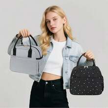 CAMTOP Lunch Box For Women Insulated Lunch Bag Lunchbox Cooler Thermal Leakproof Quilted Reusable Lunch Tote Bag For Work Schoolsss Travel Picnic (Black White Dots),BlackWhiteDots - BlackWhiteDots - View 3