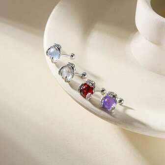 1件装时尚哥特风立方氧化锆蛇形耳钉，适合女性，甜美别致的派对饰品，小众日常配饰，独特的女友/圣诞礼物