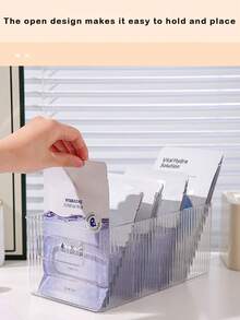 1pc Transparent Multi-Compartment Storage Box, Desktop Stationery Organizer Basket, Suitable For Storing Spices, Utensils, Knives, Forks, Small Spoons, Peelers, Bottle Openers, Toothpaste, Toothbrushes, Skincare, Cosmetics, Lipsticks, Eyeshadows, Pens, Notes, Paper Clips, Earphones, Charging Cables, Jewelry, Makeup Brushes On Countertops, Shelves In Kitchen, Bathroom, Office Desk, Bedroom Vanity - Multicolor - View 4