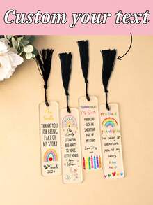 Marcador de página personalizado em acrílico, presente de agradecimento para professores, marcador de página em arco-íris, presente de agradecimento, presente de volta às aulas, presente para alunos e professores. Tamanho 12 x 3 cm.