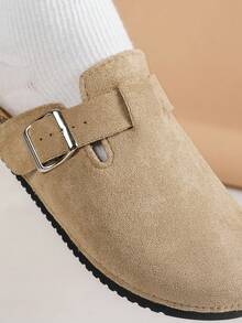 Casual Solid Color Slip-On Mule Shoes, Comfortable Non-Slip Durable Soft Sole, Round Toe Design, Comfortable Fabric Upper, PVC Sole, Slip-On Closure, Suitable For Outdoor Activities For Girls In All Seasons, Available In Autumn/Winter Thermal Lined And All-Season Non-Lined Versions