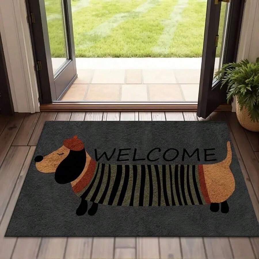 1 pieza Felpudo de bienvenida con diseño de perro de dibujos animados, alfombra pequeña, felpudo de bienvenida, alfombra, tapete de piso, felpudo de exterior, alfombra de cocina, decoración del hogar, felpudo de entrada, alfombra pequeña de área, tapete de exterior, decoración del hogar, alfombra de área, alfombra de jardín, alfombra lavable, alfombra esponjosa, alfombra gruesa, alfombra mullida, alfombra de otoño/invierno
