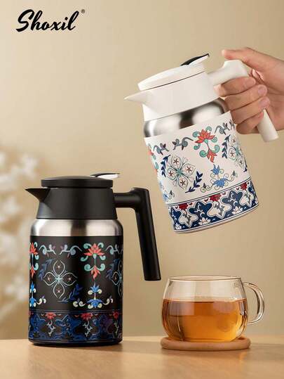 shoxil 1pc Thermal Flask, Tea Pot, Coffee Pot, Large-Capacity Household Thermal Water Bottle, 316 Stainless Steel , Tea Brewing Pot, Tea Steeping Pot, Outdoor Pot, Middle Eastern Style Thermal Flask