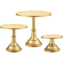 3-PCS  Cake Stand Set 8"/10"/12" Plate For 6-10 Ih Ca Perfect Dessert Table Display Set CupcakeandCake Sta For Party W Birthday  Shower Anniversary (Metal) - Vàng - Xem 1