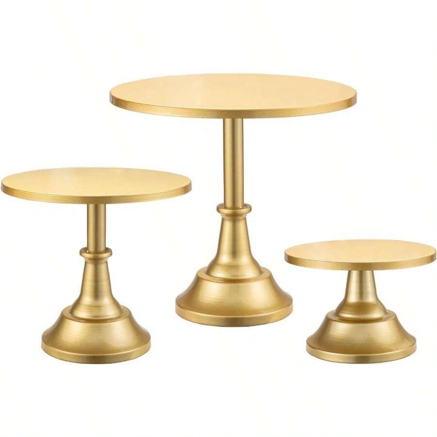 3-PCS  Cake Stand Set 8"/10"/12" Plate For 6-10 Ih Ca Perfect Dessert Table Display Set CupcakeandCake Sta For Party W Birthday  Shower Anniversary (Metal) - Vàng - Xem 1