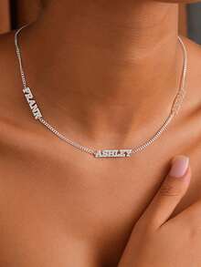 Customized Personalized Name Necklace, Exquisite Multi-Person Customized Name Necklace, Stainless Steel Cuban Chain Customized Jewelry, Perfect Gift, Mother's Day Gift - 3NK Chain Silver - View 3