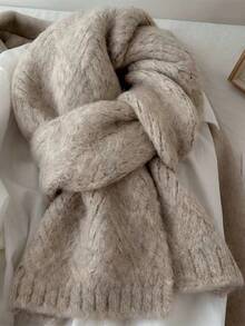 Women's Knitted Scarf, Soft & Thick Knitted Warm Scarf, Knitted Neck Warmer, Suitable For Students, Winter - Maroon - View 1